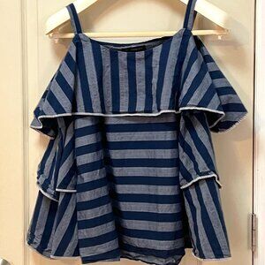 INC International Concepts Women's Size L 100% Cotton L/S Striped blouse. Blue